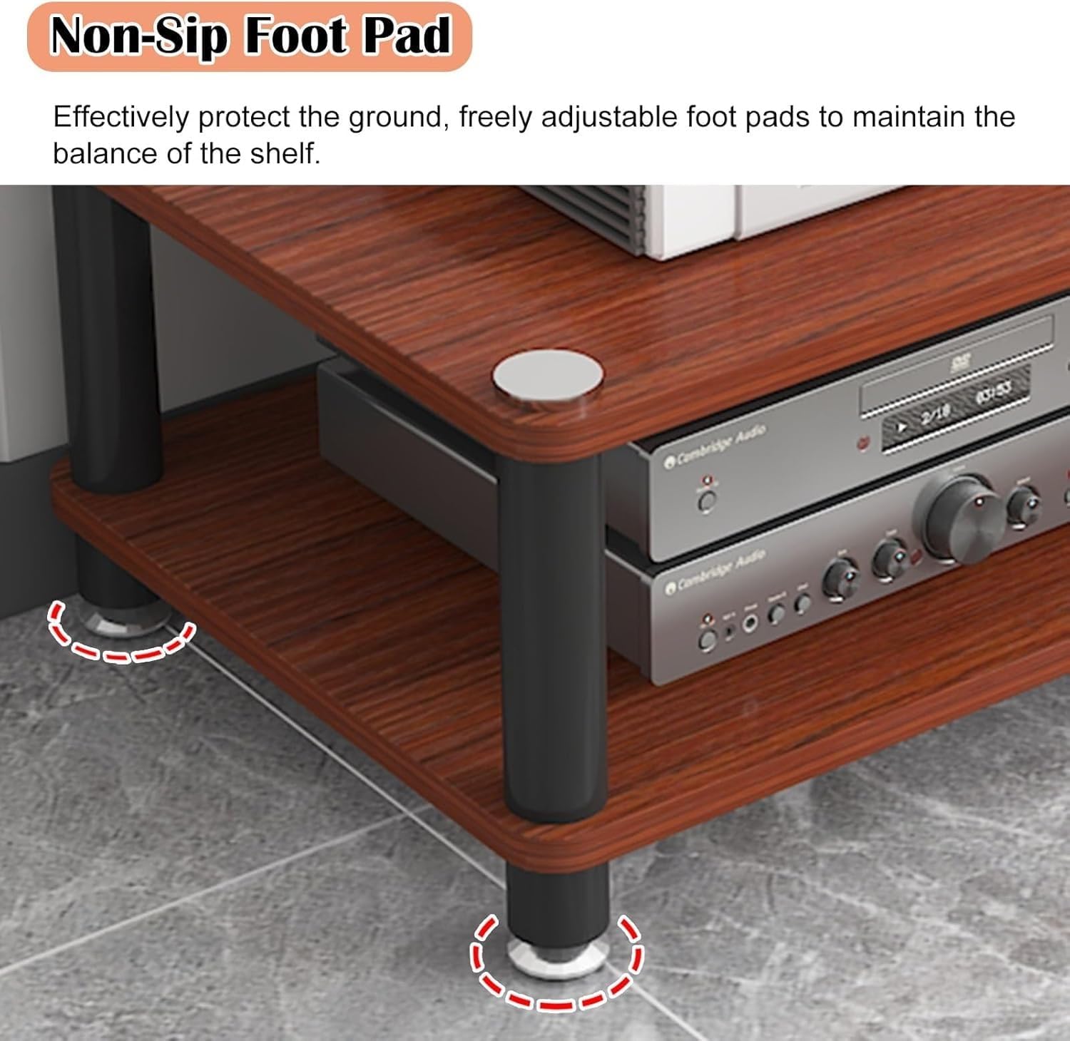 ROPCVAX 4 Tier Audio Component Rack Tower MultiFunctional Stereo AV Media Shelf for Home Office Amplifier Cabinet with Steel Frame Heavy Duty Wooden Storage Table Record Players Stand(White)