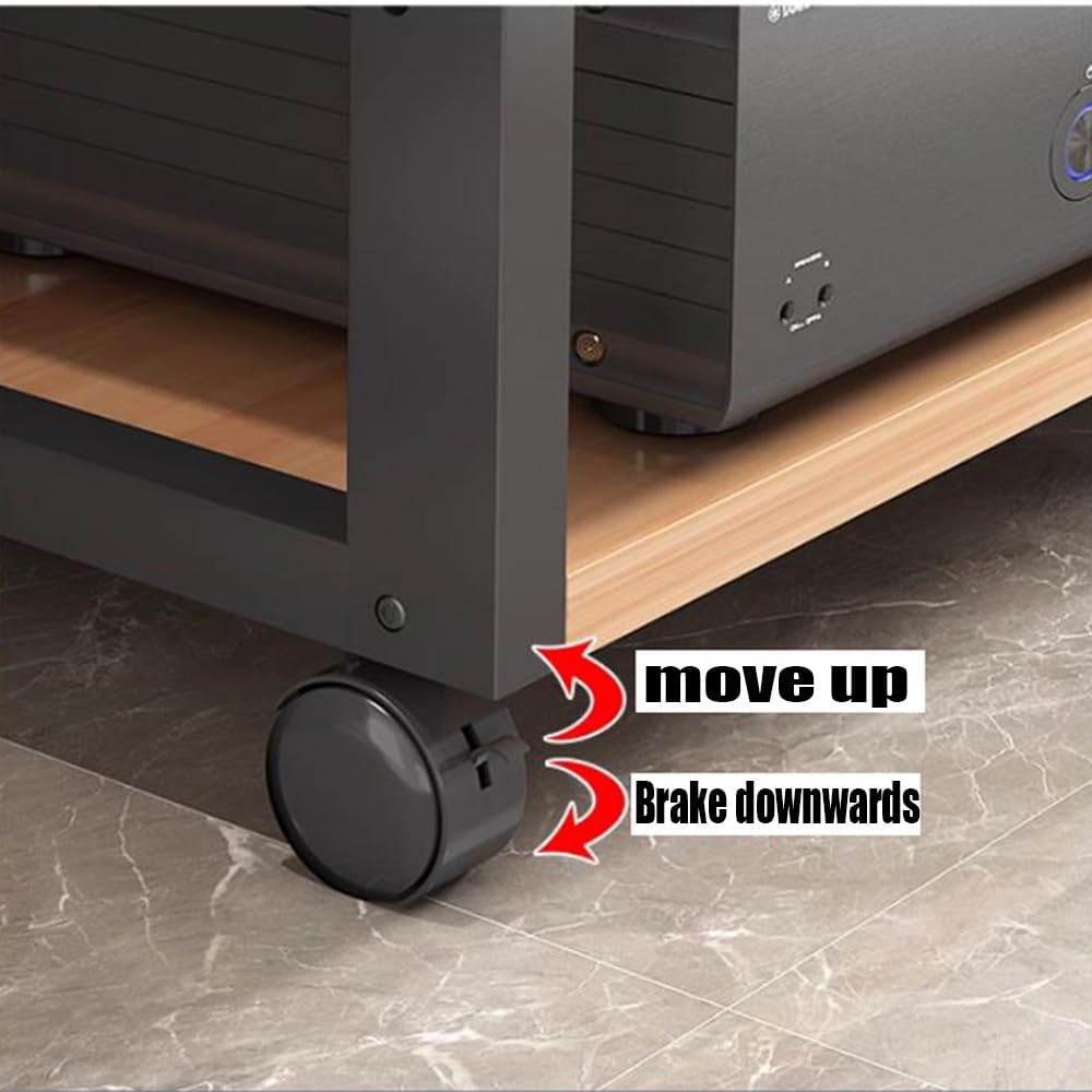 KGPGNYMYHA 3 Tier Media Stand Movable AV Cabinet Heavy Stereo Rack Modern Multi-Functional Media Center Floor-Standing Rack Audio Tower With Wooden Shelf(White)