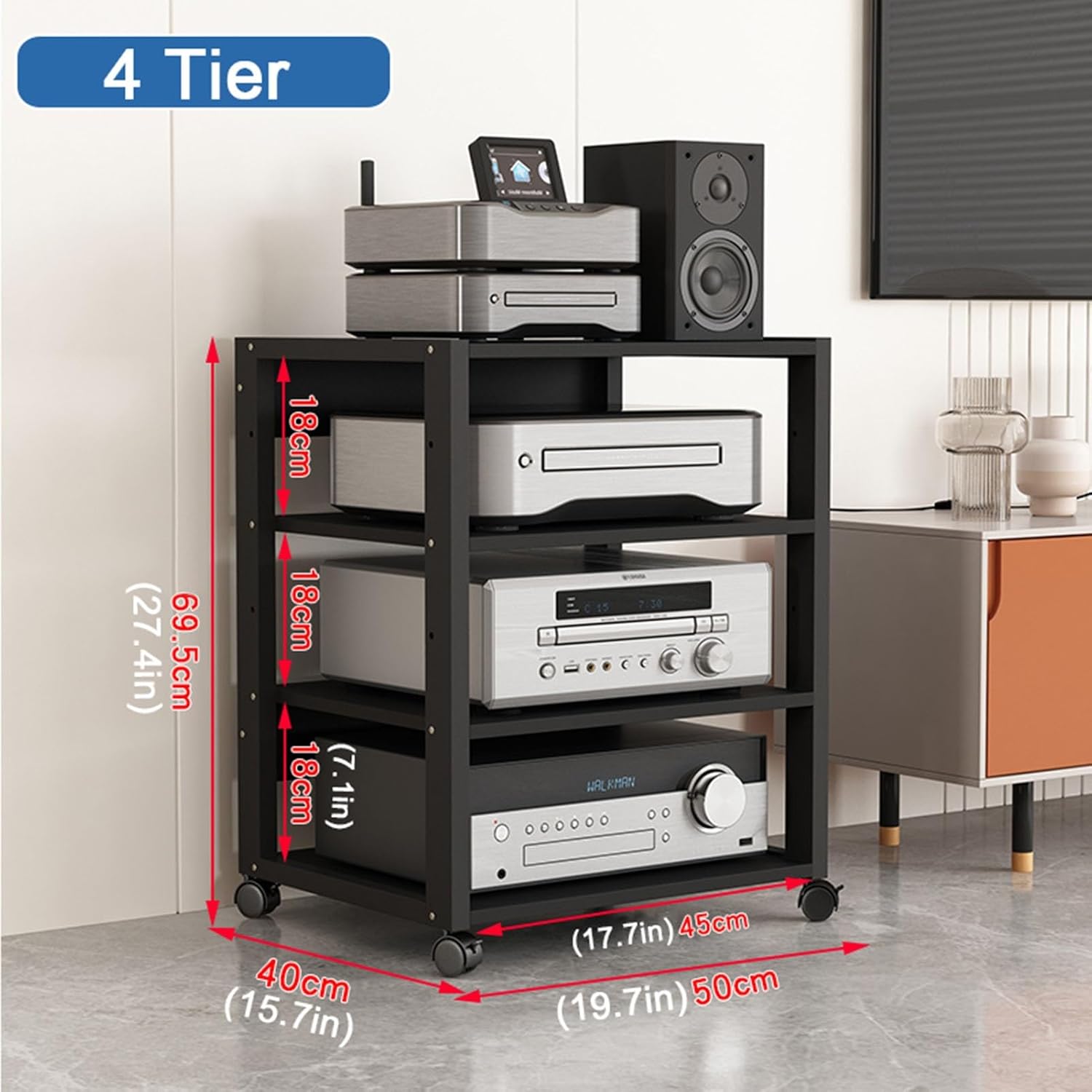 3/4-Tier AV Media Cabinet Stand Component Cabinet