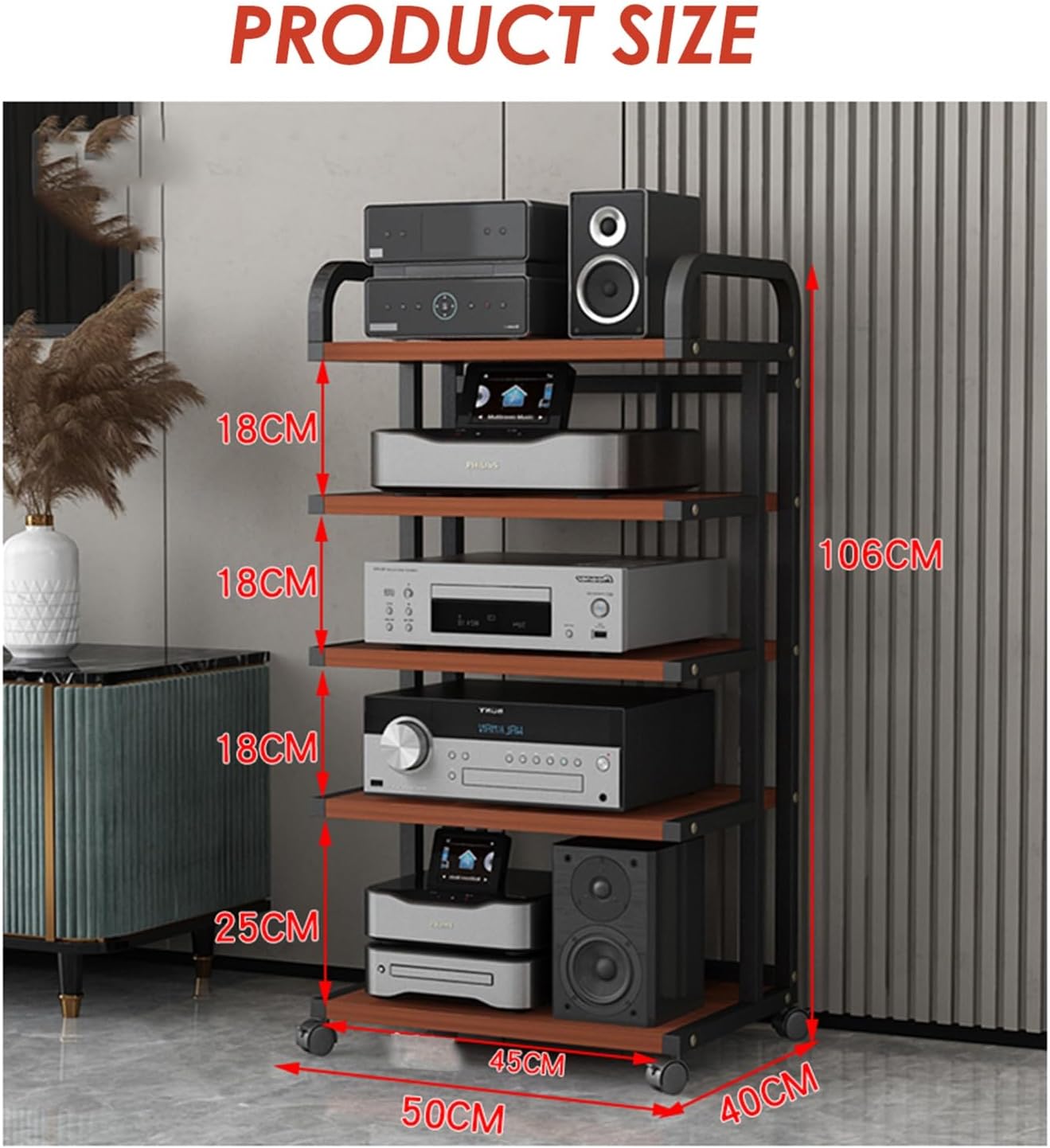 YLQFGUVWK Modern Audio Video Media Stand with 5 Shelves Stereo Component Storage Cabinet