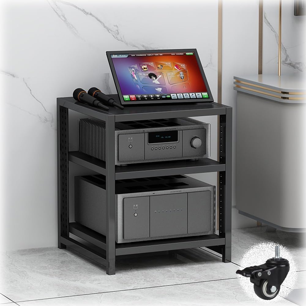 BERWDUXA HiFi Rack AV Shelf with Wheels