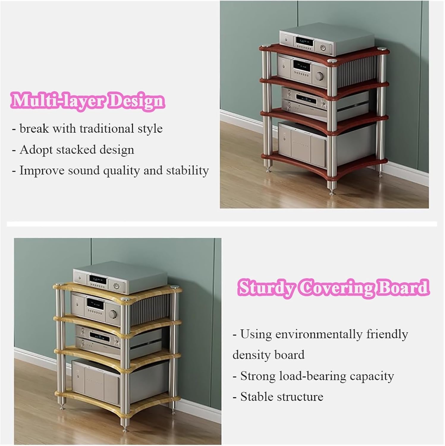 Audio Rack 4 Tier Stereo Amplifier Speaker Stand