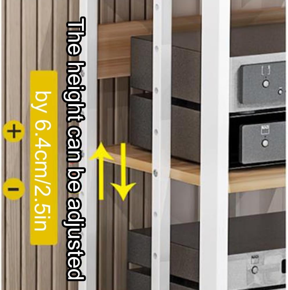 BIUBPW 3 4 5 Tier Shelf Open Audio Stand DVD CD Player Stand Wooden Media Stand