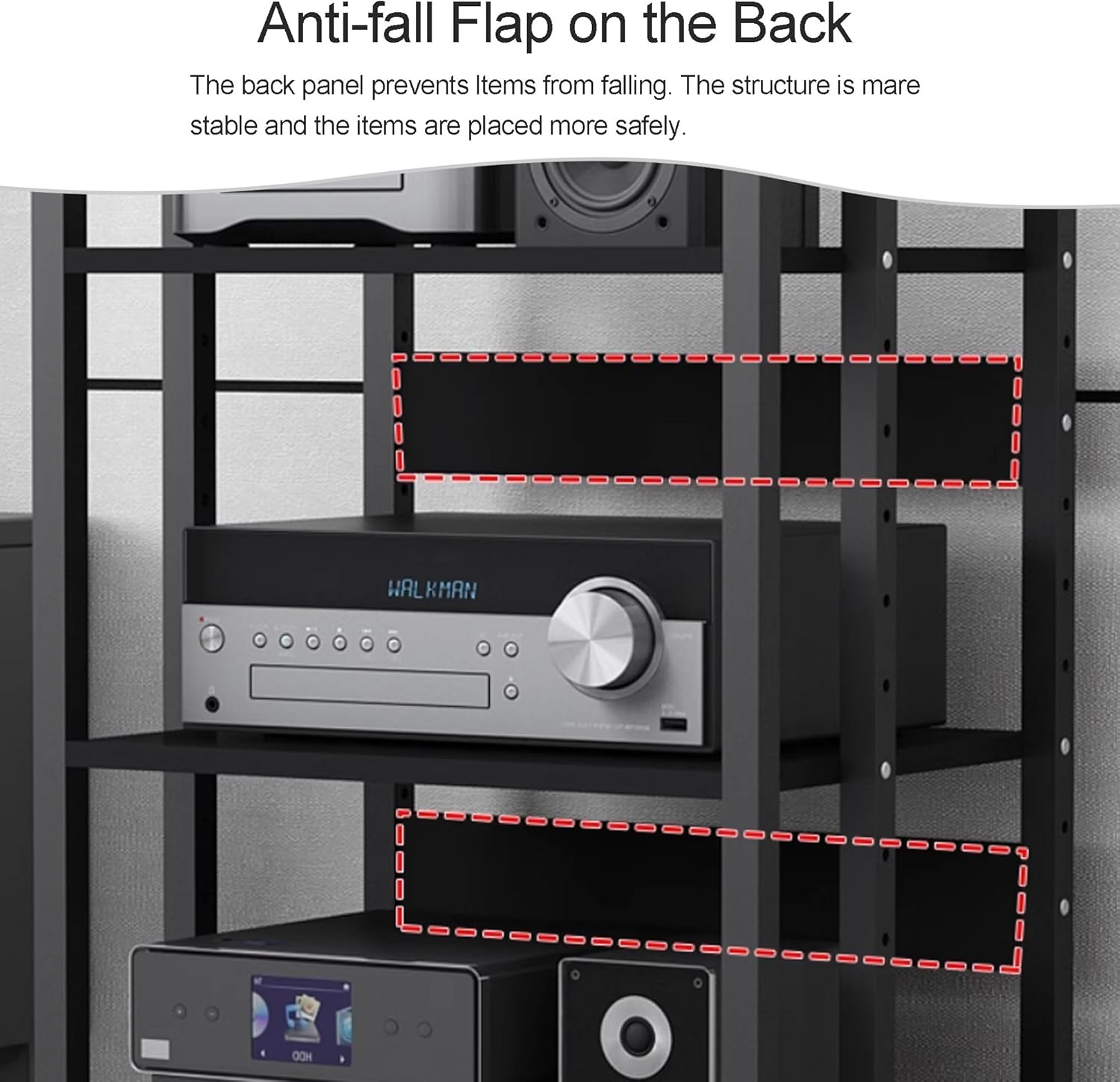 OVOGGPAN Large AV Media Stand Stereo Racks Audio-Video Shelving Media Console Stereo Cabinet with Storage Drawer for Office Bedroom Living Room Recording Room(Pomelo Wood