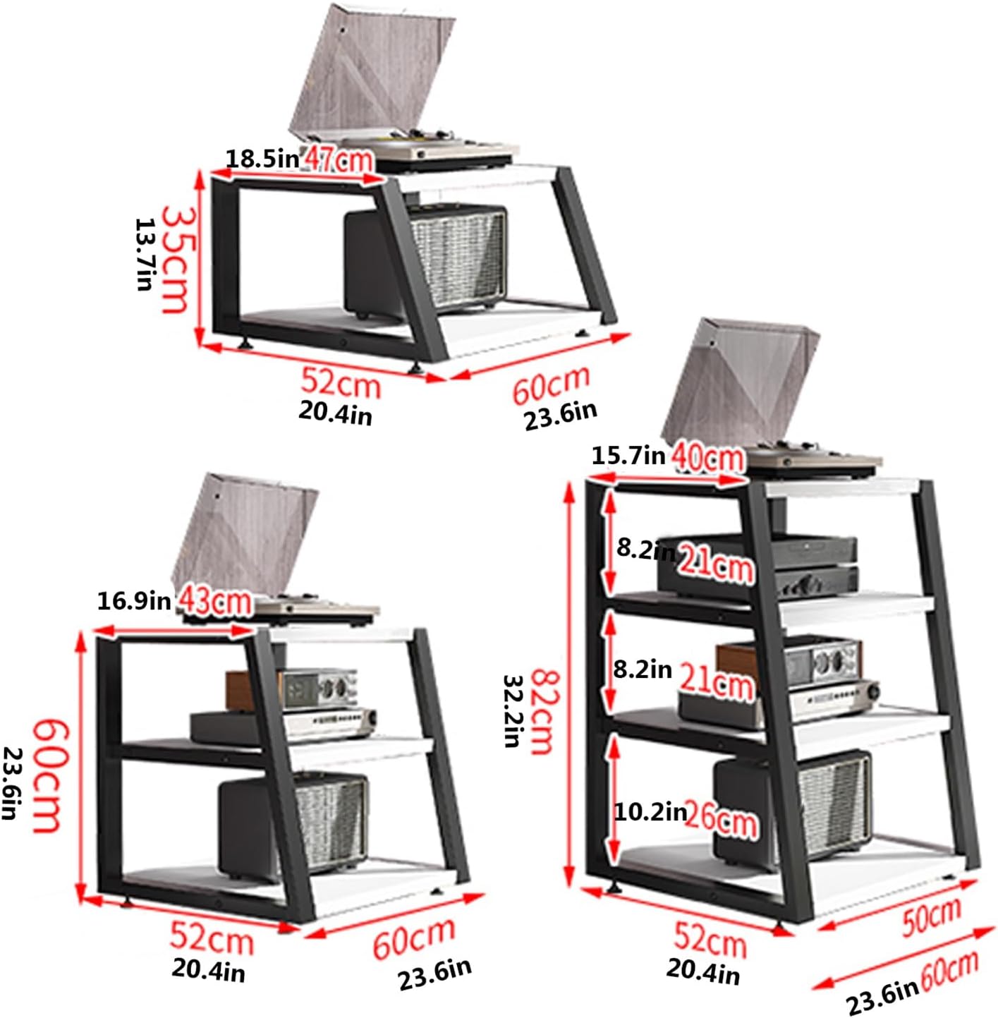 AV Media Stand Corner Shelf For Record Player Stereo Cabinet Audio Rack Tower Entertainment Stand With Shelves