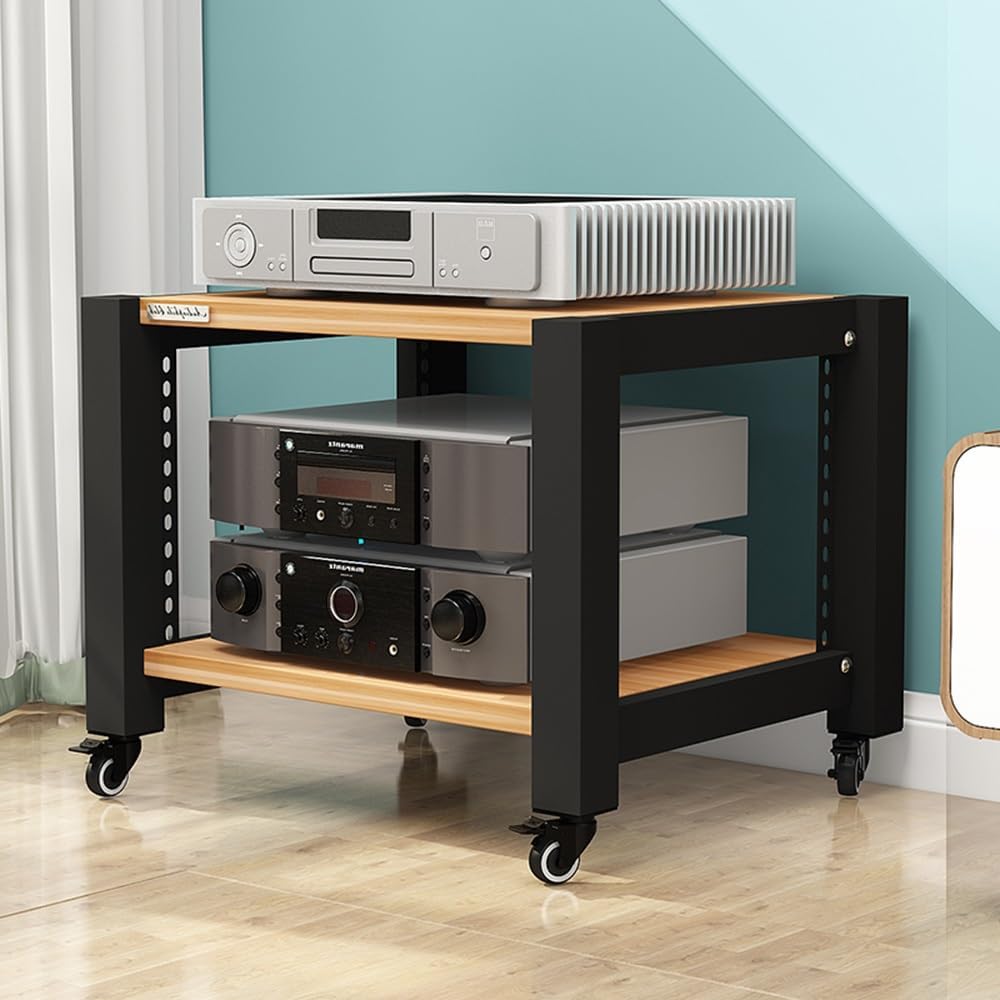 KGPGNYMYHA HiFi Racks 3 4 5 Tier AV Media Stand 40inch 100cm Stereo Rack Open Media Storage Cabinet Height Adjustable Corner Shelves Stereo Audio Rack Stand Tower(Natural