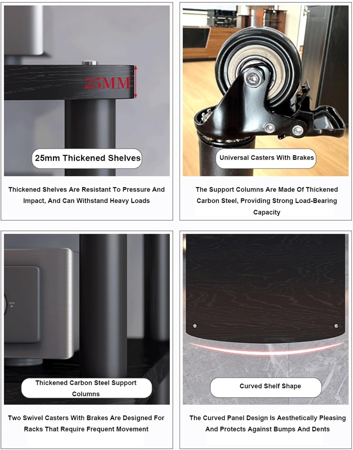 XMFBSY Medios AV Media Stand with Wheels Modern Stereo Cabinet Receiver Console Shelf Wooden Audio Component Rack HiFi Stand for Living Recording Room Organizer(White