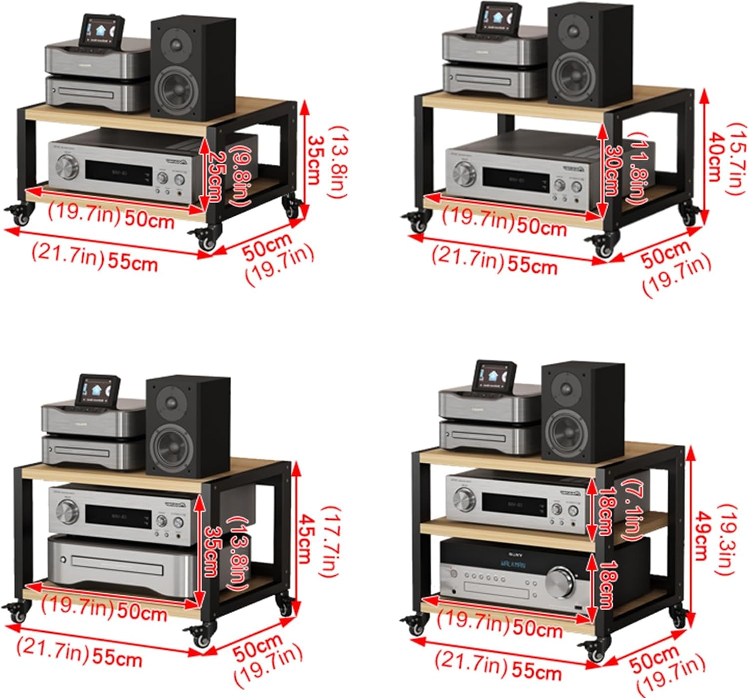 UYCVT Movable Media Stand Movable Av Media Stand Entertainment Stereo Components Cabinet Home-A-Height 40cm/15.7in