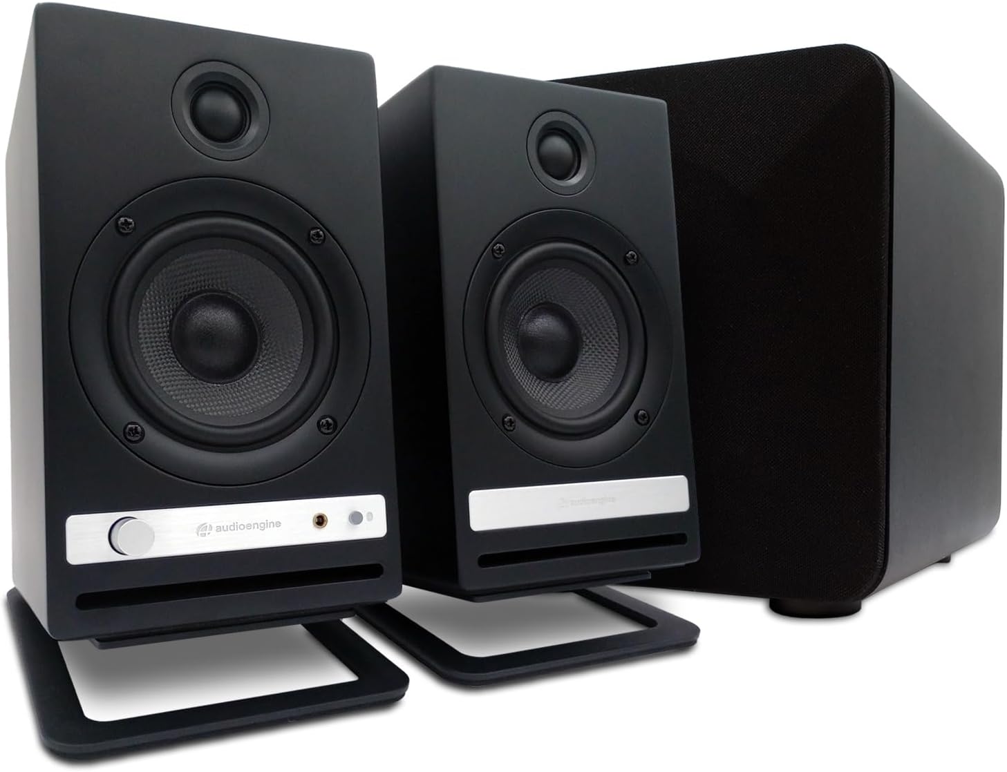 Audioengine HD4 White 120 Watt Bluetooth Bookshelf Speakers with S6 DS2M for Music Gaming Movies Studios Dorms Bedrooms Offices