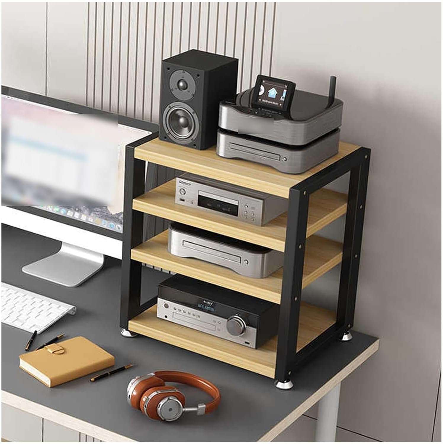 4-Tier Desktop Audio Media Rack