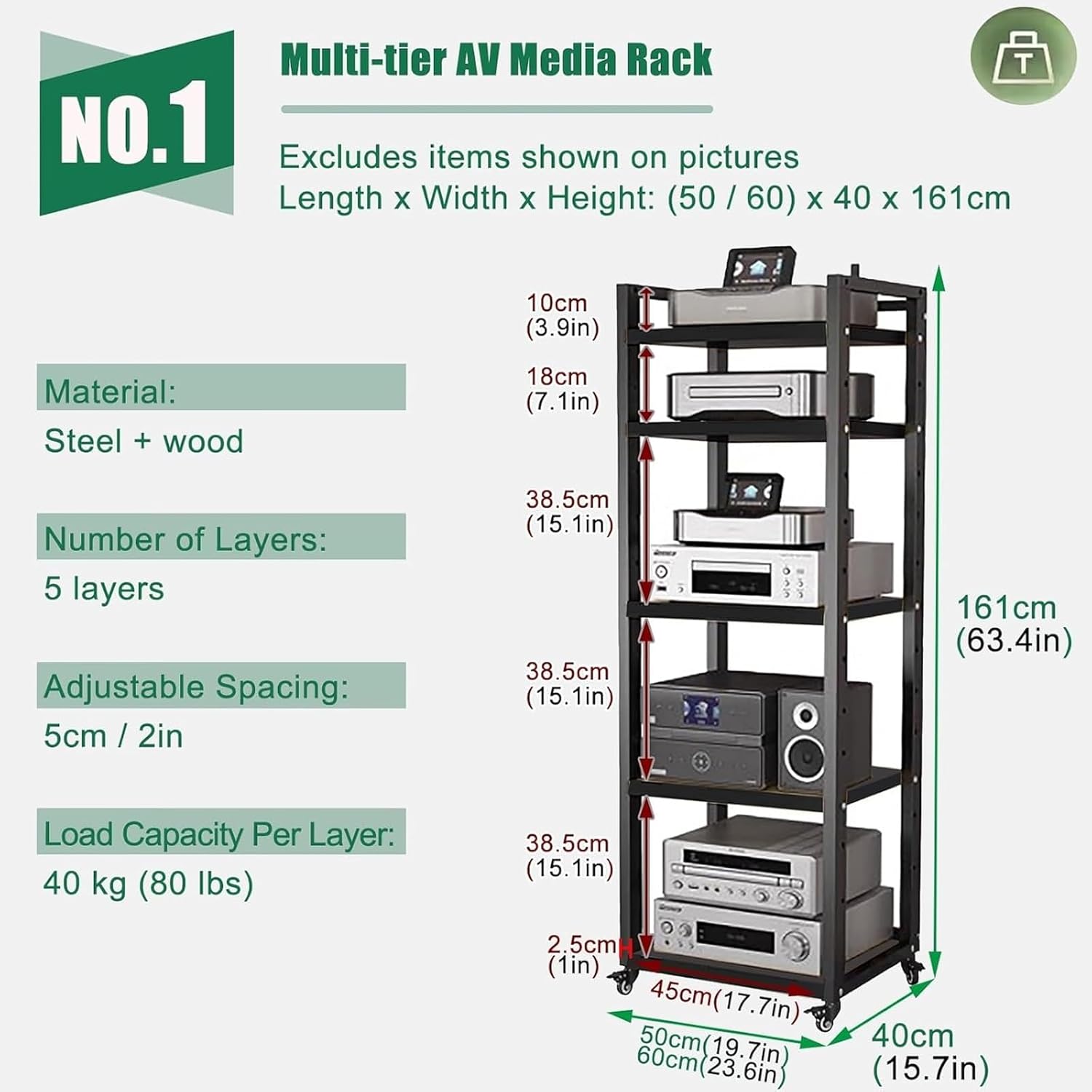 6/7/8 Tier Av Media Stand - DVD Audio Rack Cabinet