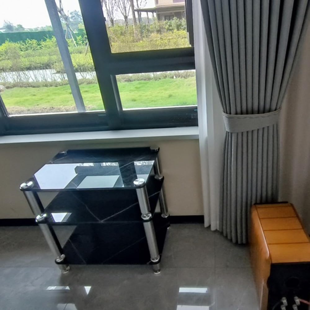 KGPGNYMYHA Glass Media Stand 2 3 4 Tiers AV Media Stand Audio Video Component Cabinet Stereo Racks Stands Record Player Stand CD DVD Player Stand(Black