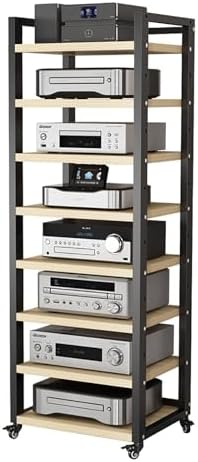 UYCVT Extra Tall Mobile Av Cart with Wheels - 5-Tier Stereo Rack for Home/Office Freestanding Media Stand for Audio/Video Equipment-Black-c-8 Shelf