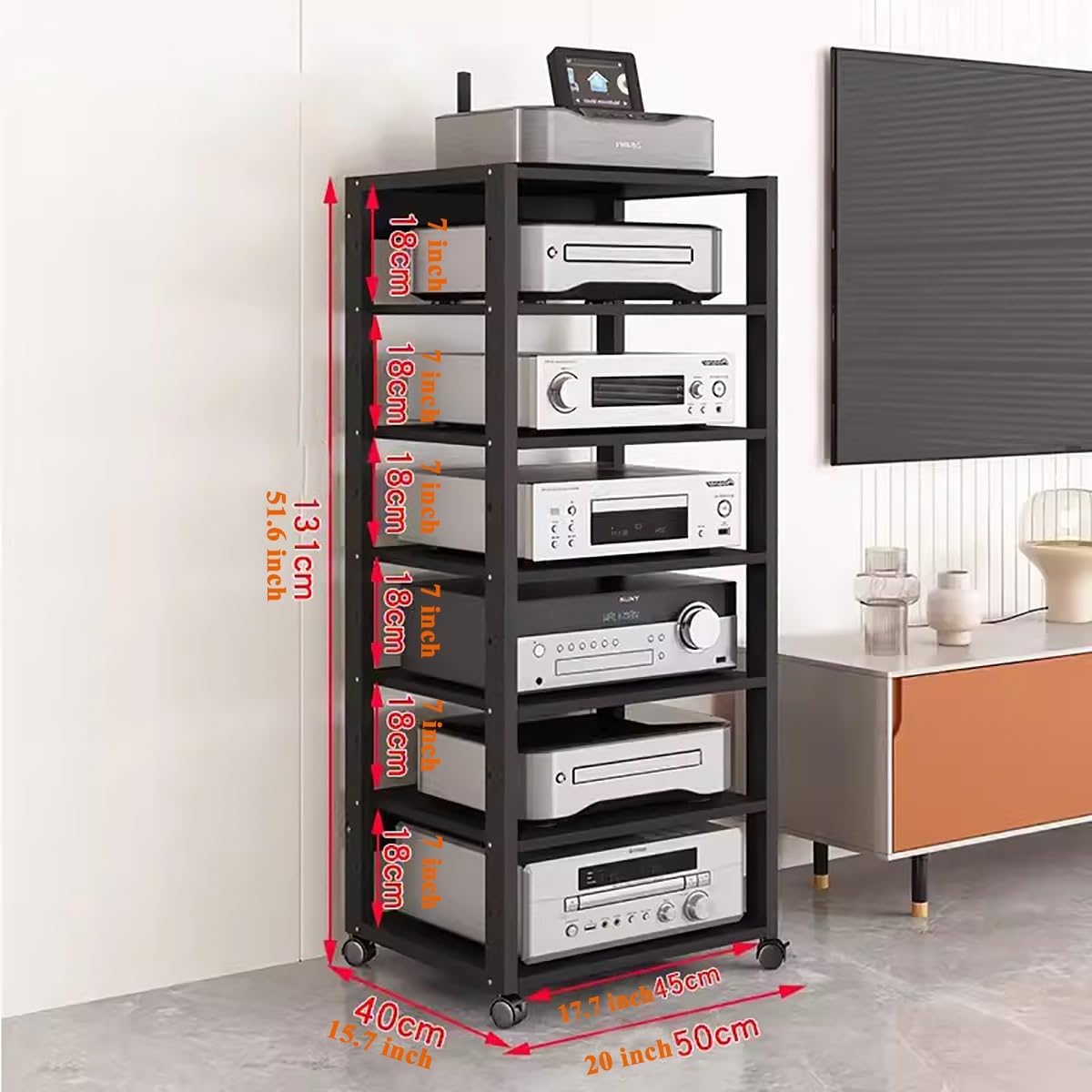 BYZOMU 7 Tier Tall Audio Video Rack Cabinets