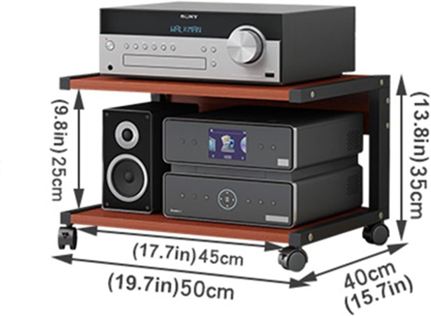 QUANGJN 2-Tier Movable Media Stand Multi-Function Open Storage Shelf for DVD Player/TV Boxe/Game Consoles/TV Accessories