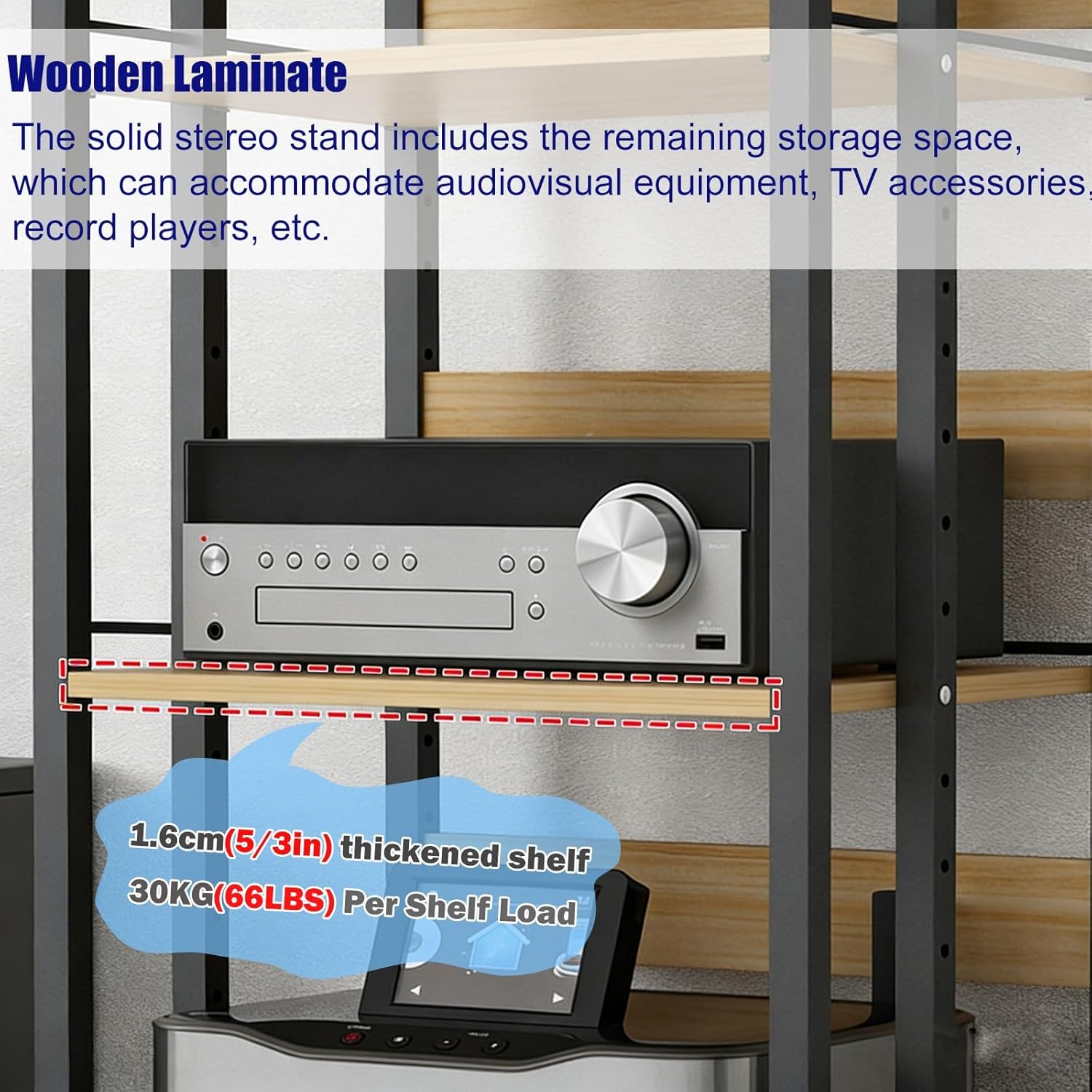YLLFFLL 3 Shelf Audio Component Rack Tower Media Stereo Stand Equipment Shelves