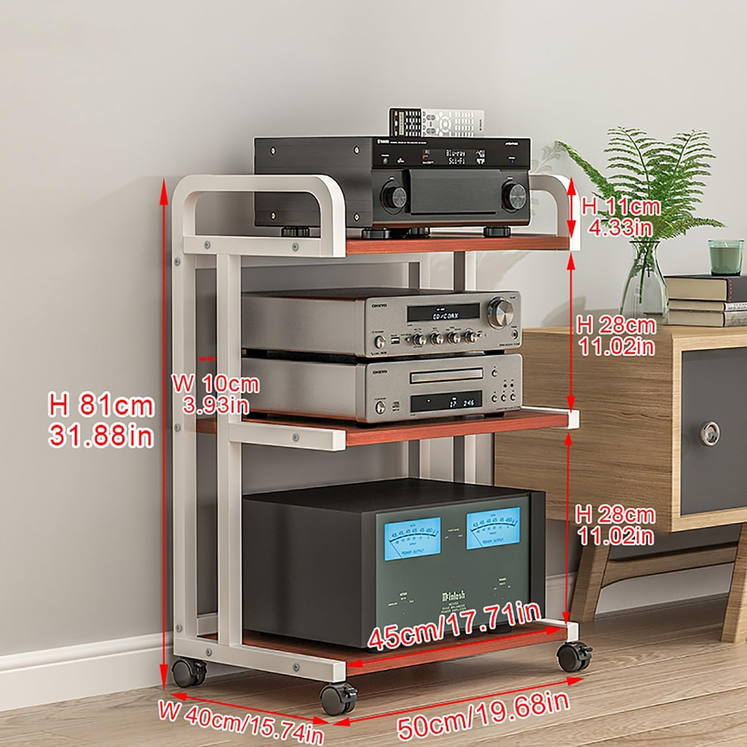 BAYTEWJX Floor-Standing Audio Rack Speaker Display Stand Stereo Rack with Storage Shelves