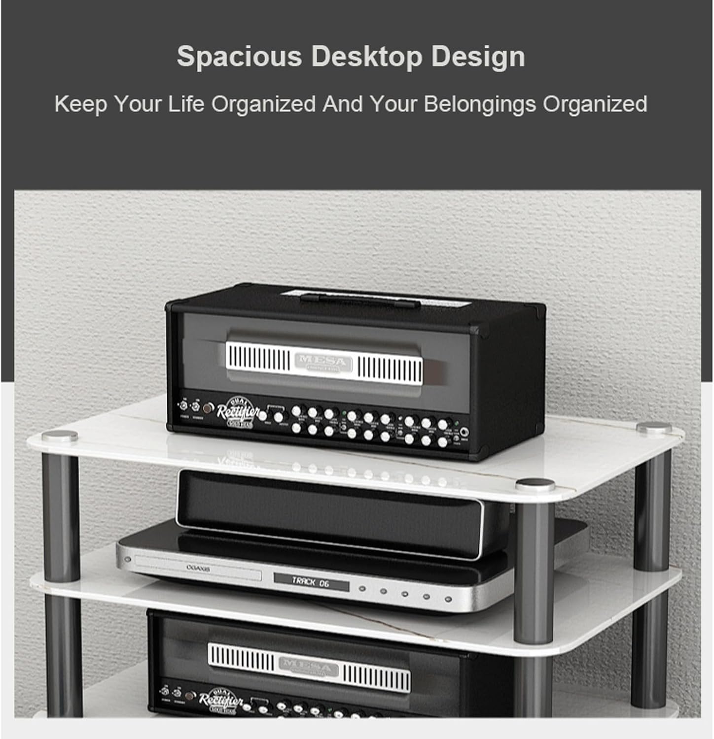 XMFBSY Medios Tempered Glass AV Component Media Stand Heavy Duty Stereo Cabinet Modern Entertainment Video Game Equipment Console Shelf for DVD Player Organizer(3 Tier)