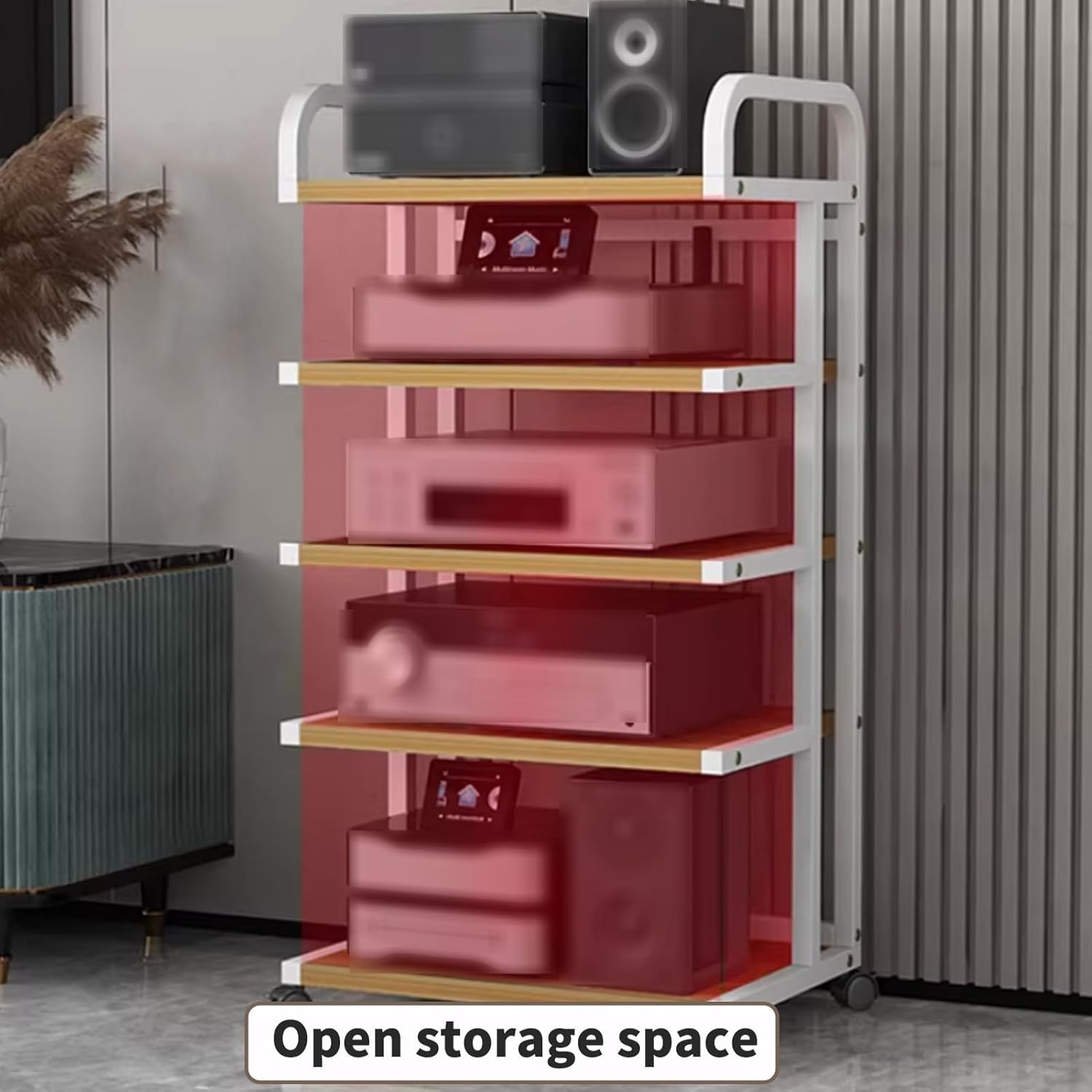 YUGXTH Movable Audio Video Components Cabinet