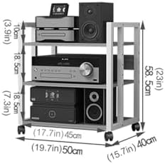 3/4/5/6-Tier AV Media Stand Audio Rack with Wooden Shelf and Steel Frame