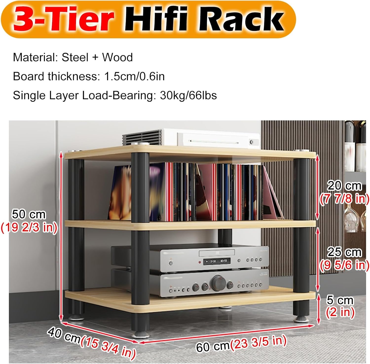 RENLXFI Turntable Stand Audio Cabinet