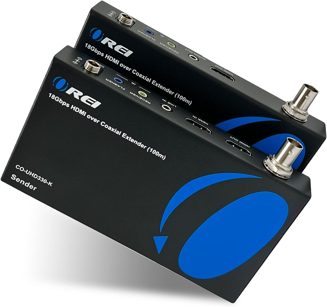 OREI 4K HDMI Over Coax Extender Upto 330 Feet - UltrHD HDMI 2.0 Over Coaxial Cable 75Ohm RG-6 Copper Dual Bidirectional IR Control