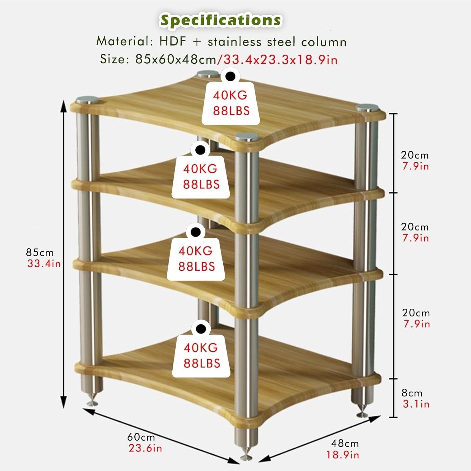 LSMKKA Heavy Duty Audio Component Rack