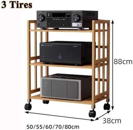 Bamboo Stereo Rack with Wheels