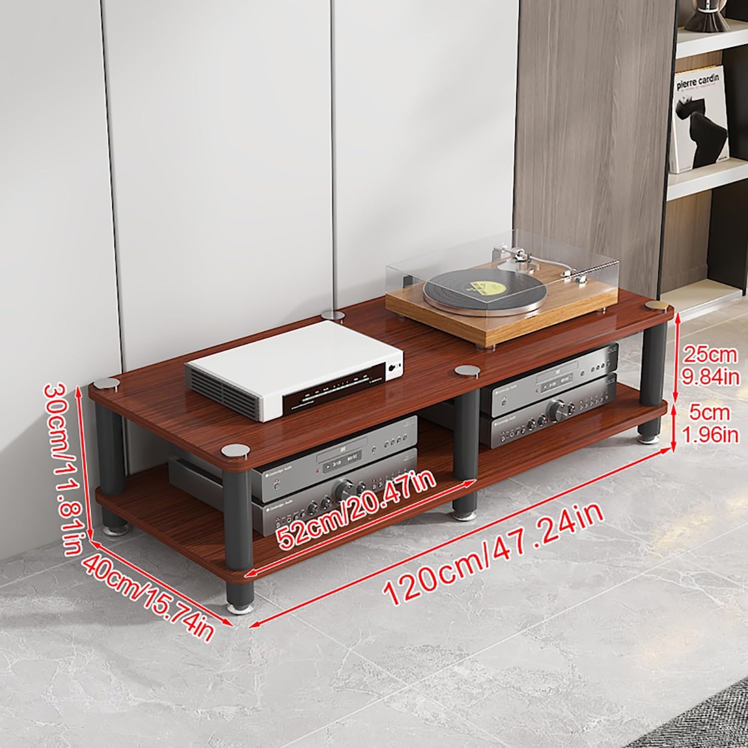 Media Audio Tower Cabinet Game Console Stand Floor-Standing Audio Rack Speaker Display Stand Modern Audio-Video Media Stand Easy to Assemble for Living Gaming Recording Room.(Black