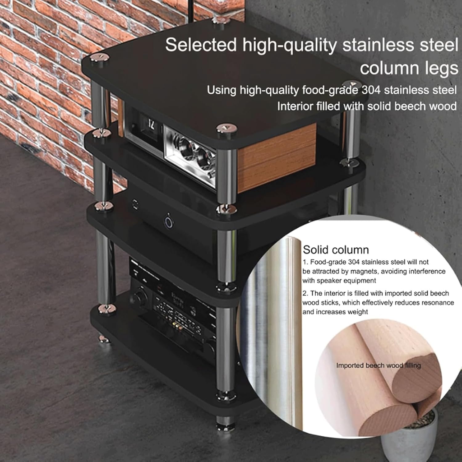 PZEOB Audio Rack Tower CD Player Stand Audio Component Rack