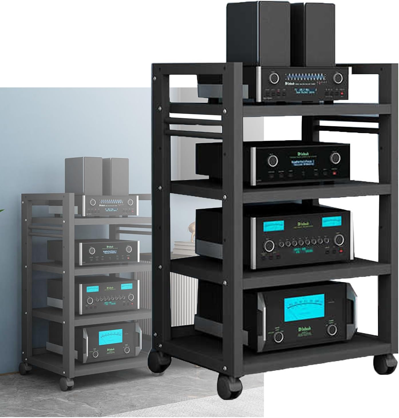 YLQFGUVWK 4 Tier AV Media Stand Corner Stand Wooden Corner Stand Component Cabinet Stereo Audio Rack Tower