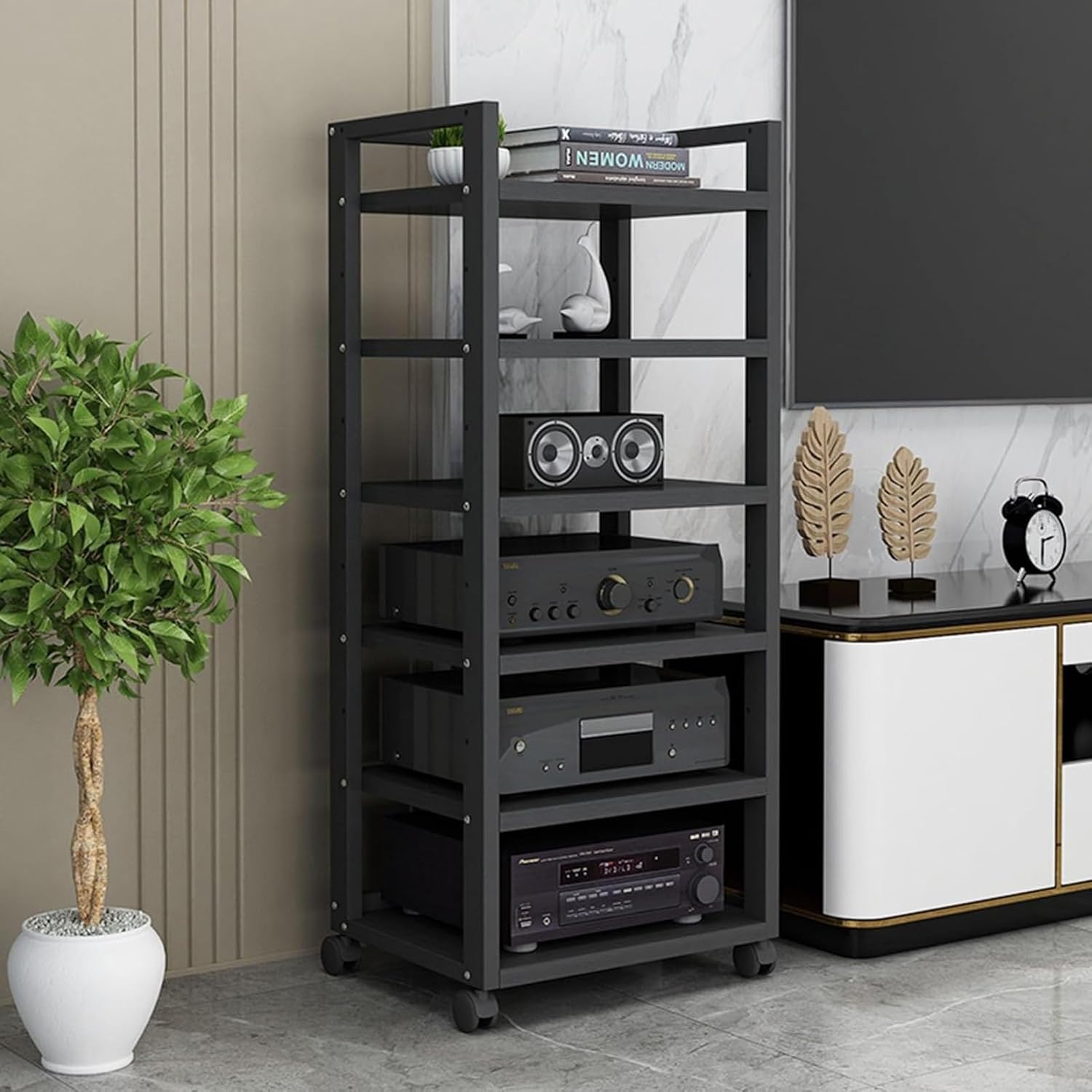 6-Tier Multi-Function Media Storage Cabinet