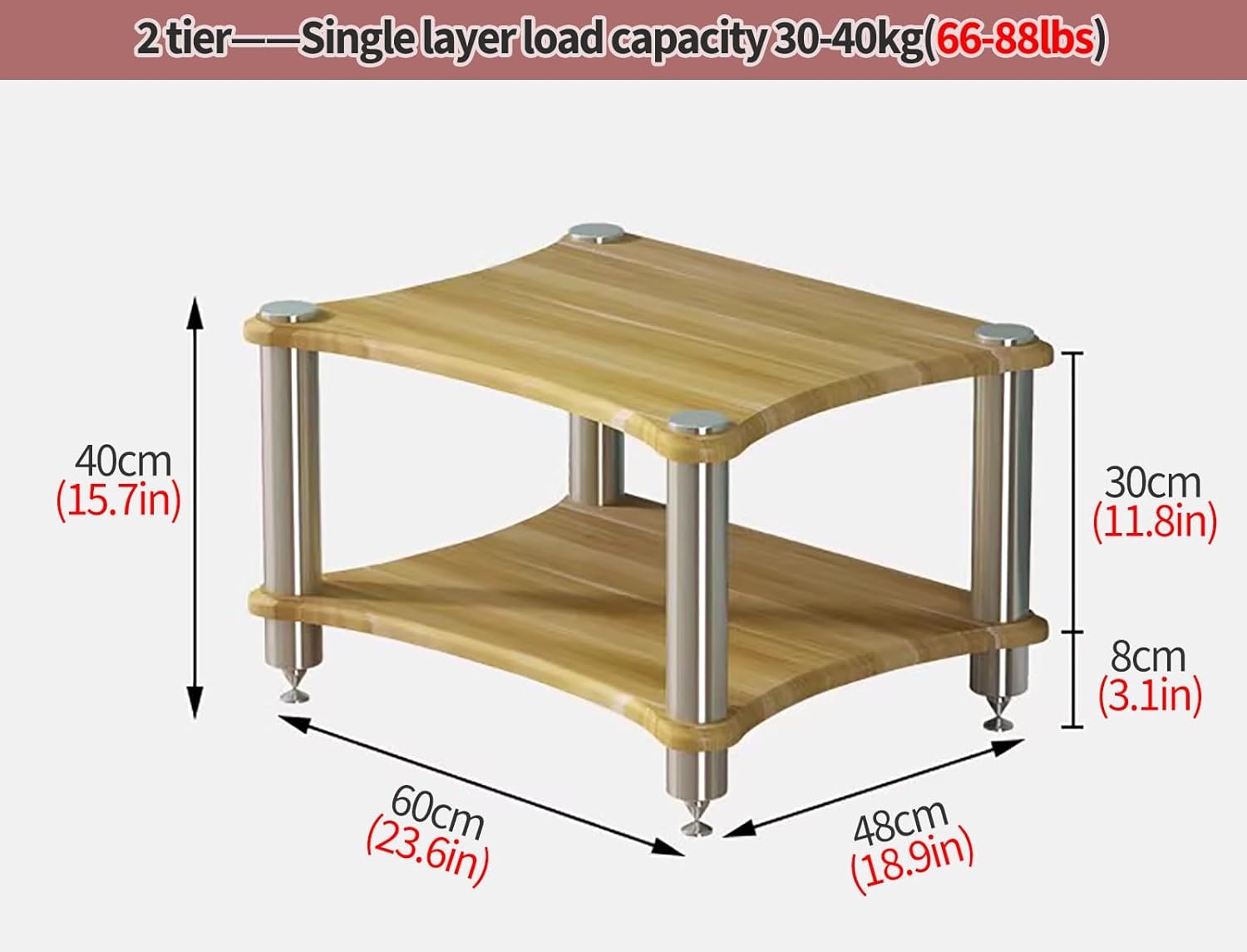 UYCVT HiFi Stand and Audio/Video Component Cabinet - Floor-Standing HiFi Racks and Stands for Stereo Systems Open-Ended Media Shelving for Game Consoles & Amplifiers-White-2 Shelf