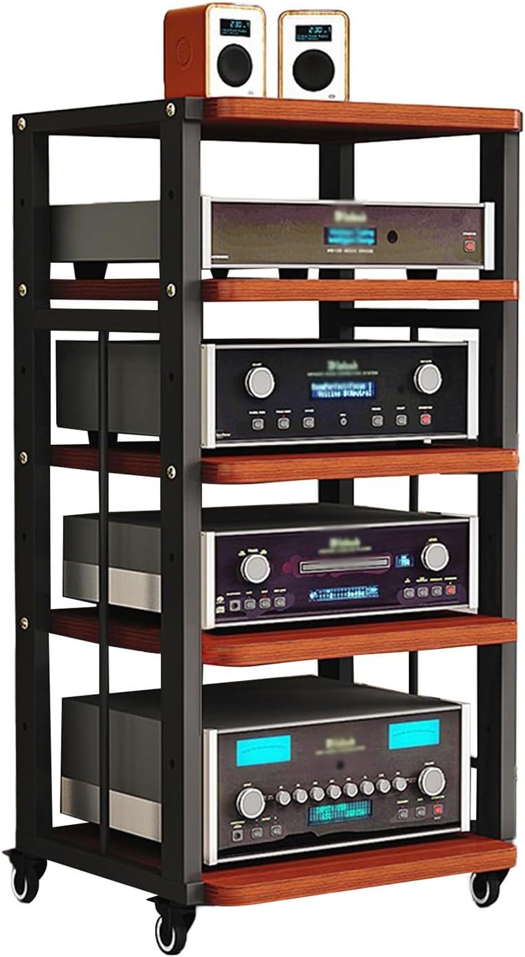 WUHUQN Media Stand 5 Tier AV Media Cabinet Stand Component Cabinet
