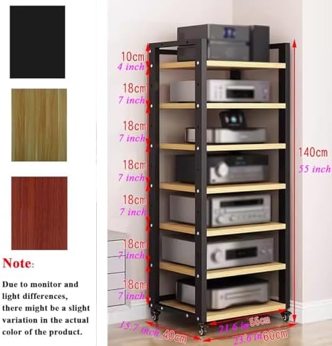 7 Tier 140cm/55in Tall Stereo Stand Media Storage Cabinet Audio Video Rack