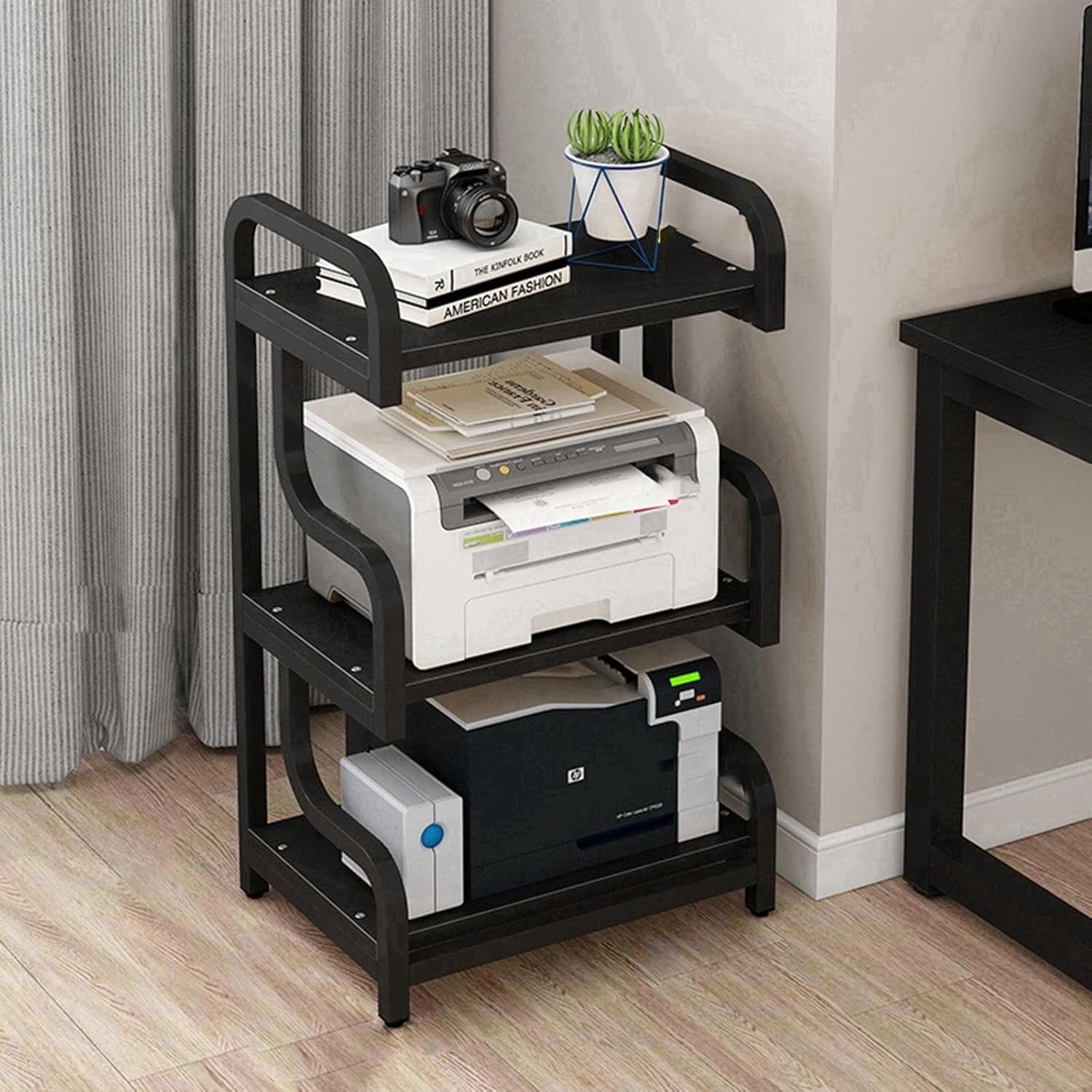 HUANGYANGZ 3-Tier Floor-Standing AV Media Stand with Adjustable Shelves