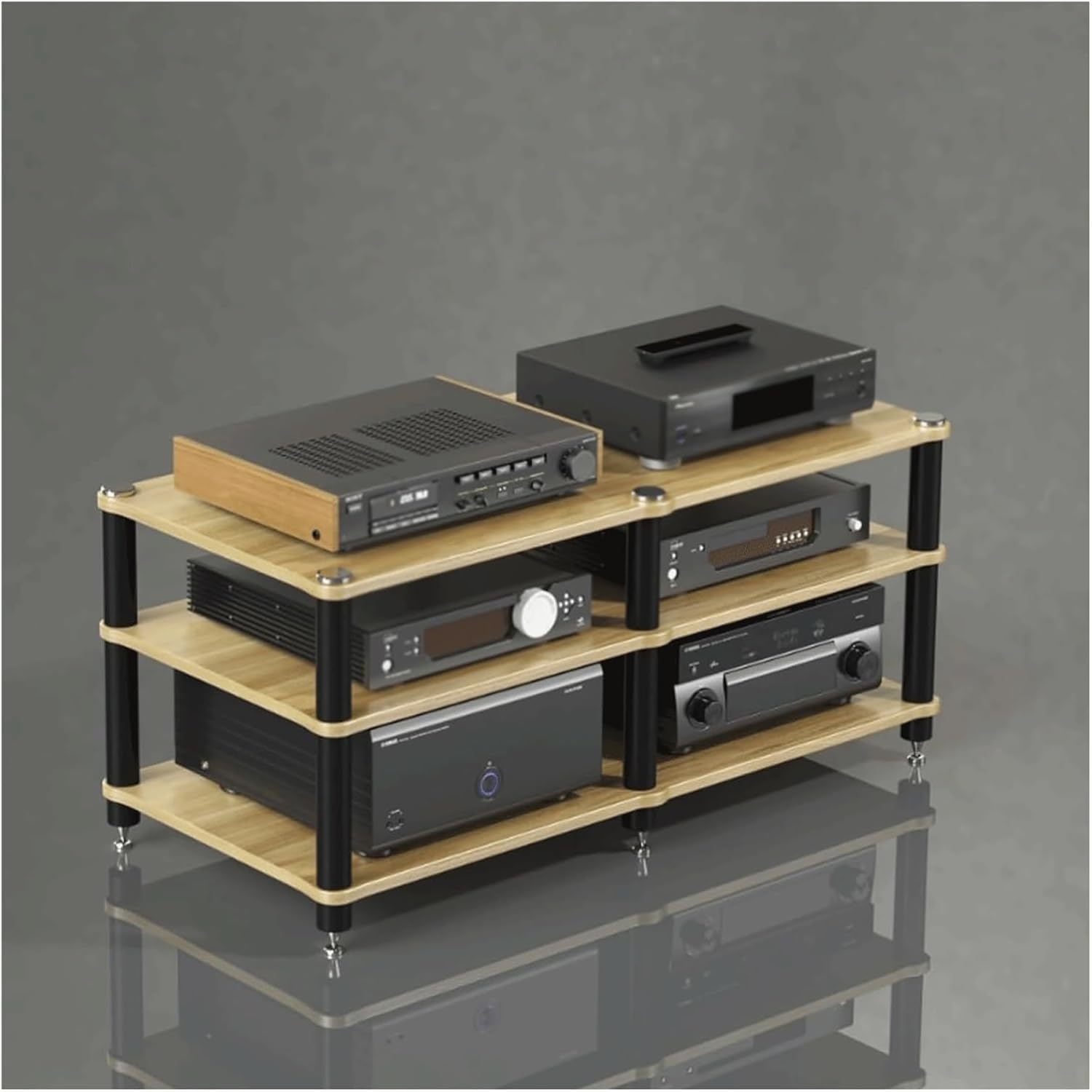 PZEOB Audio-Video Shelving Stainless Steel Audio Rack Component Cabinet for Home