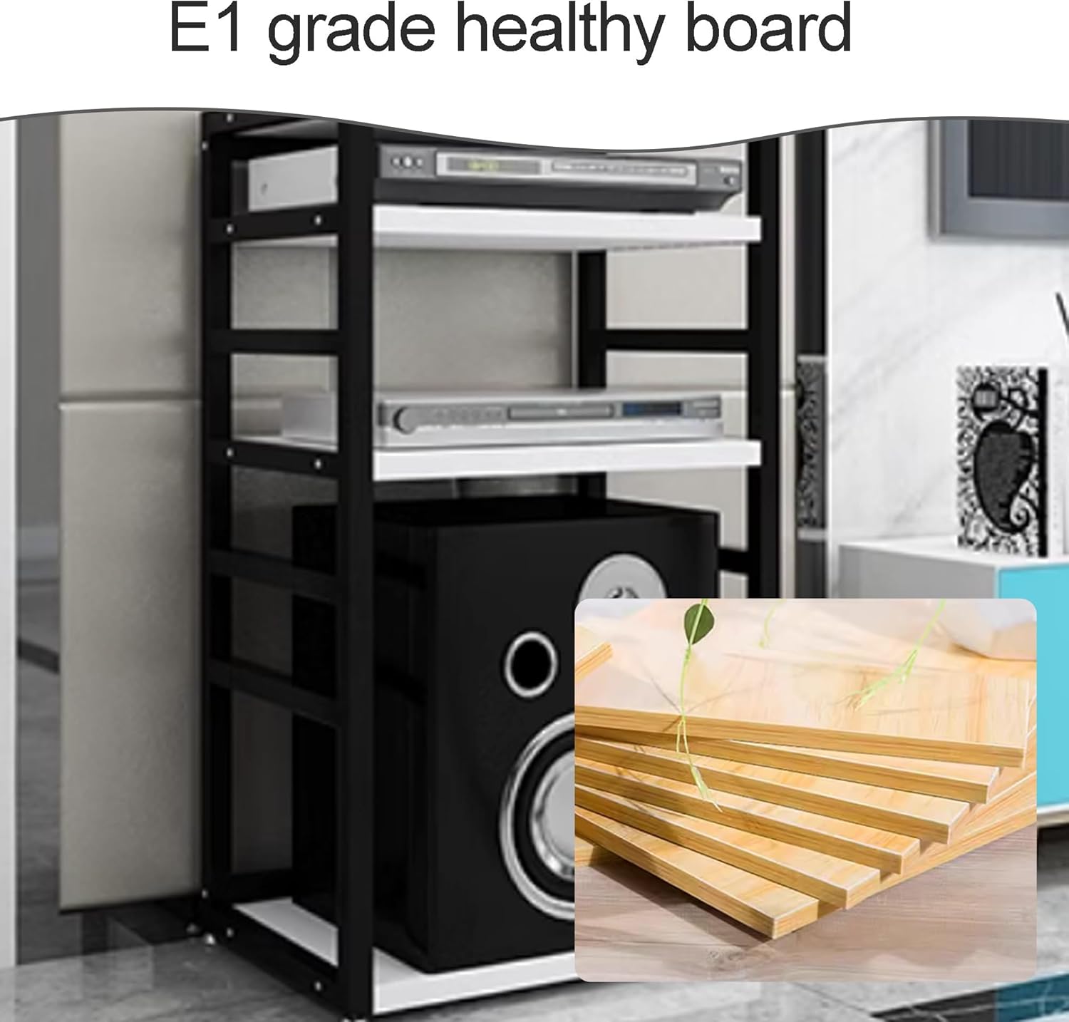 OVOGGPAN 5 Tier AV Media stereo stand Audio-video shelving Audio Rack Media Open Storage Shelves Component Cabinet for Living Room