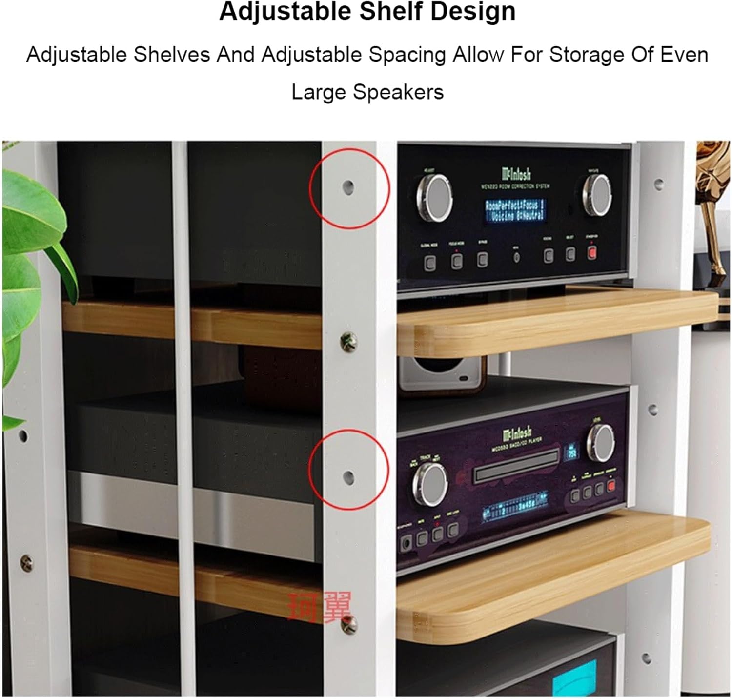 XMFBSY Medios AV Media Stand with Wheels Adjustable Entertainment Video Game Equipment Console Shelves Movable Record Player DVD CD Audio Rack Tower for Home Organizer(Rojo