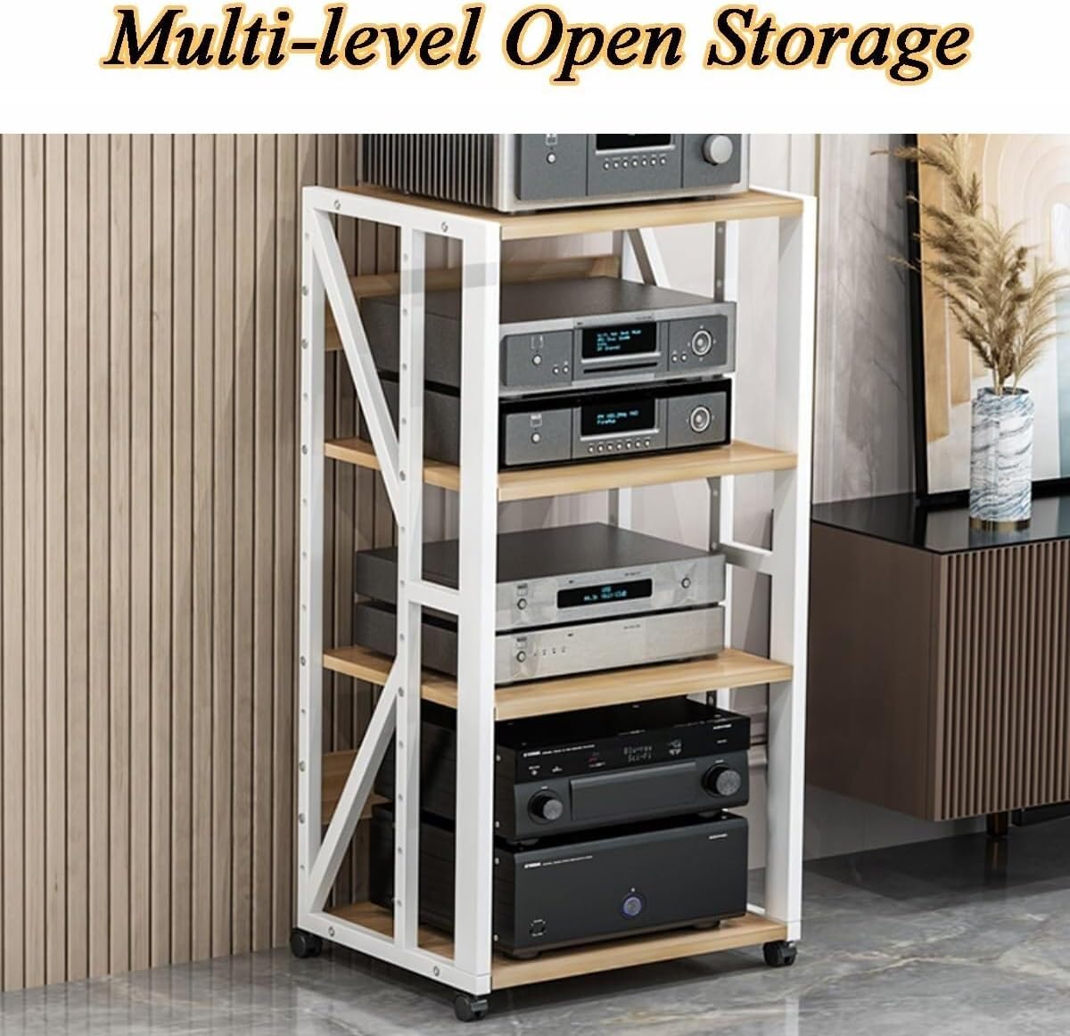 HUANGYANGZ Modern AV Media Stand with 360 Wheels