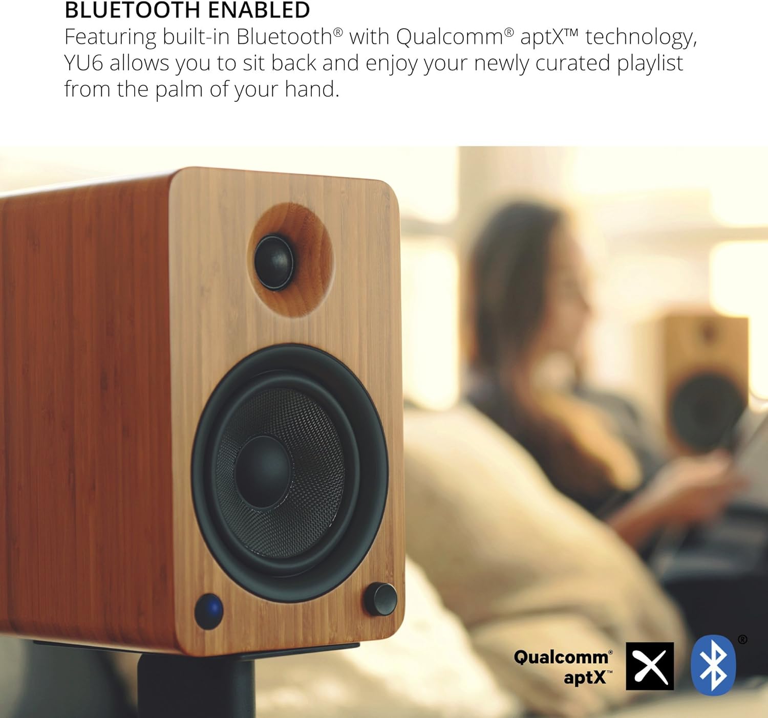 Kanto YU6MW Powered Bookshelf Speakers with Bluetooth and Phono Preamp | Pair | Matte White