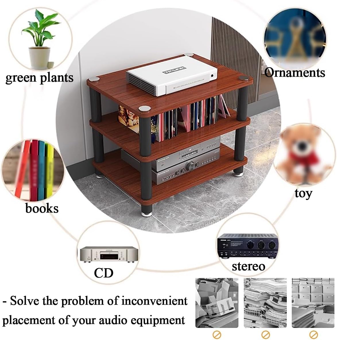 4 Tier Audio Video Equipment Rack Stereo Component Console Stand Media Cabinet