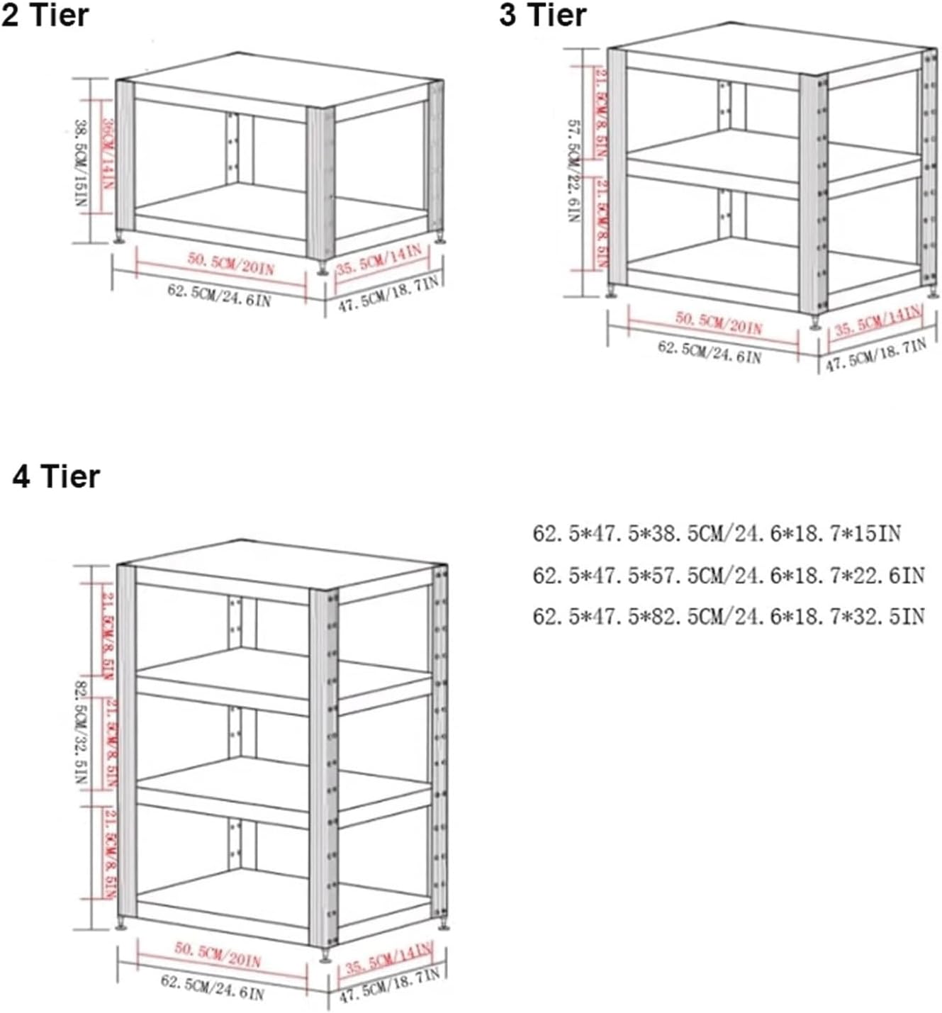 PZEOB Wooden Audio Tower Rack AV Media Stand with Aluminum Alloy Frame Stereo Stand with Adjustable Shelves Record Player Stand(Wood