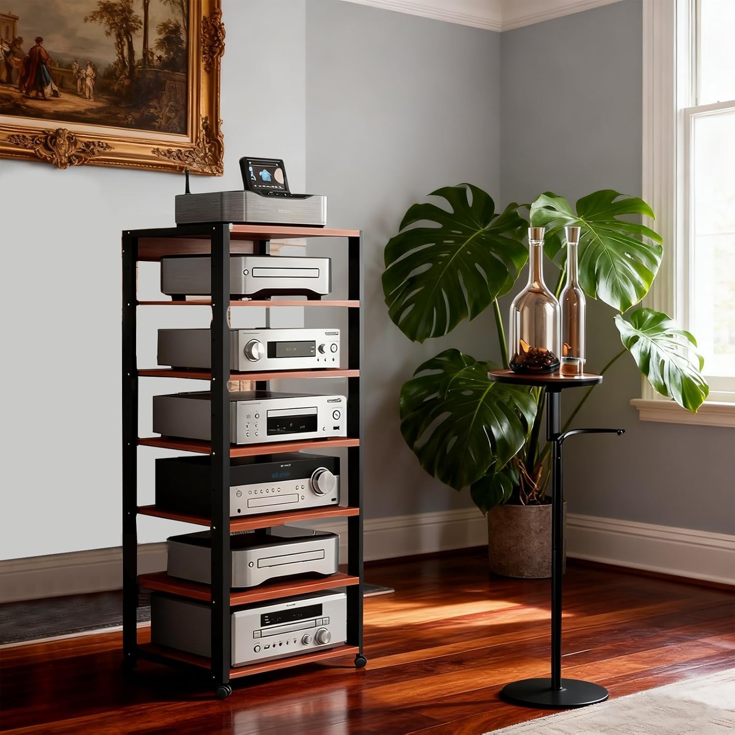 7-Tier AV Media Stand with Wheels