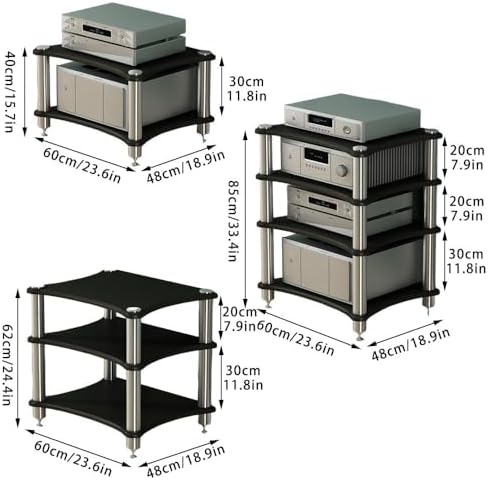 Dark Wood AV Media Stand - 2-Tier Stereo Cabinet for Home Theater