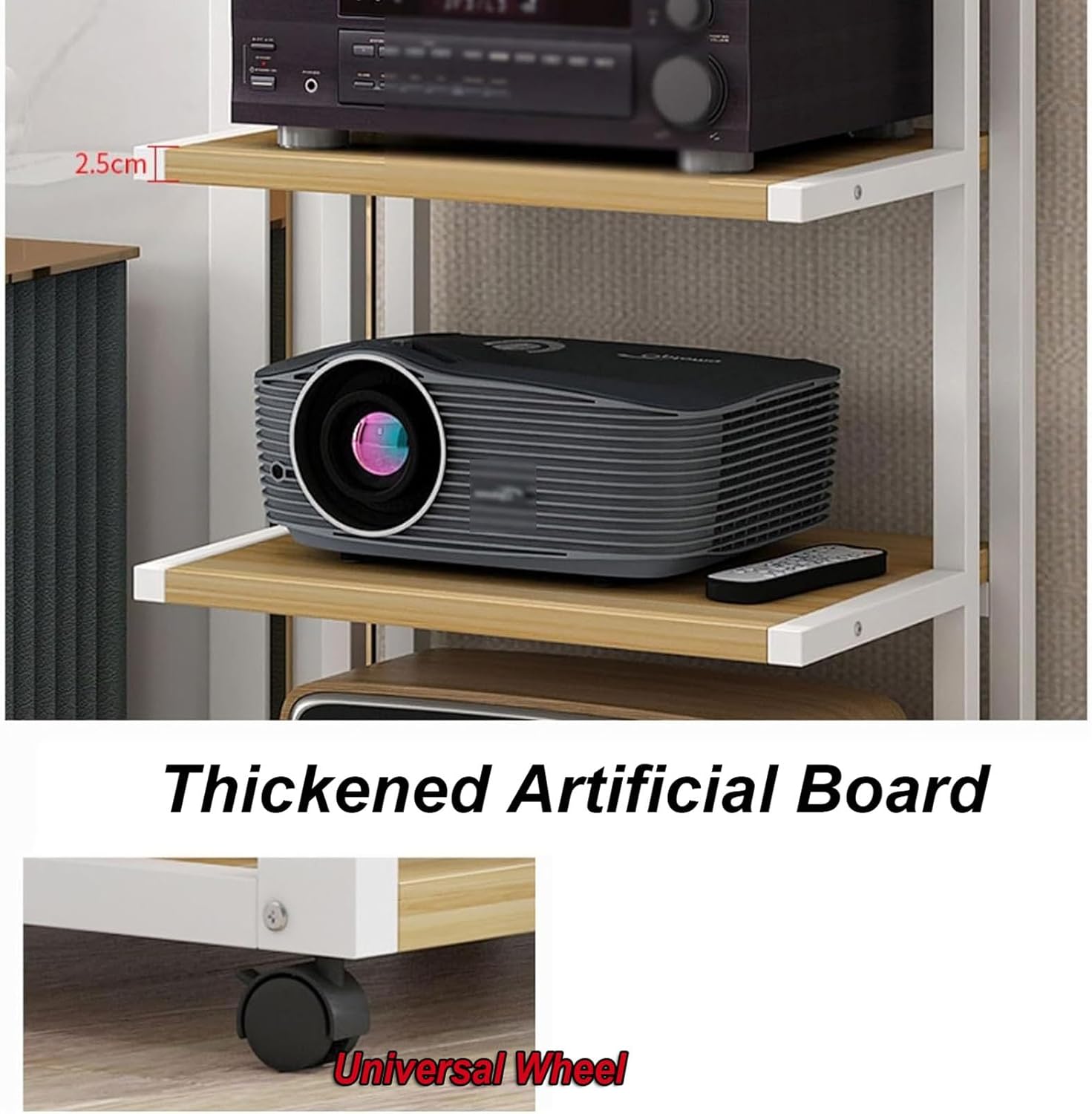 DONGYUE Movable 4-Tier AV Media Stand Audio Rack CD Player Stand with Height Adjustable