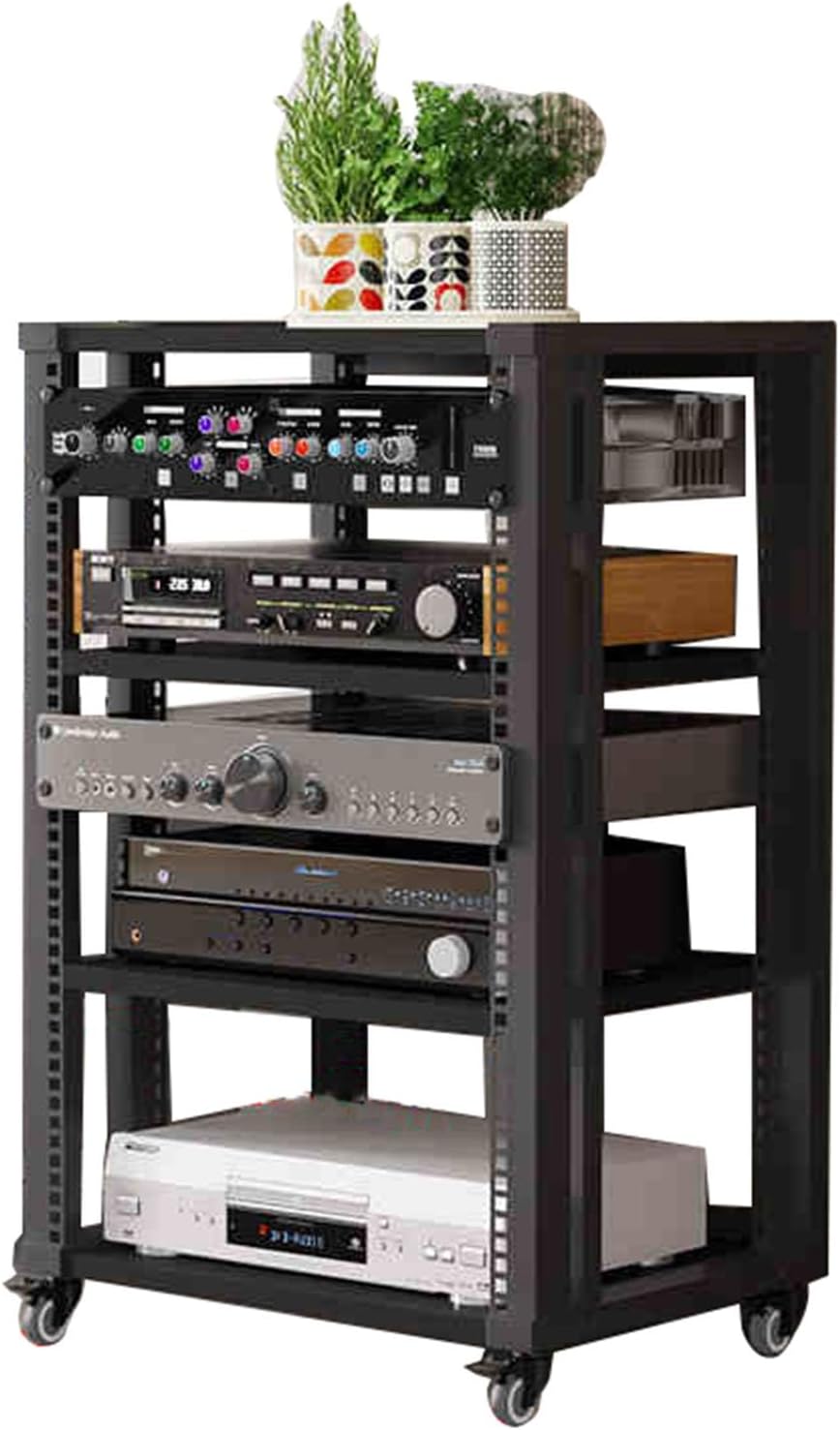 YLQFGUVWK Audio Video Media Stand with 4 Height Adjustable Shelves