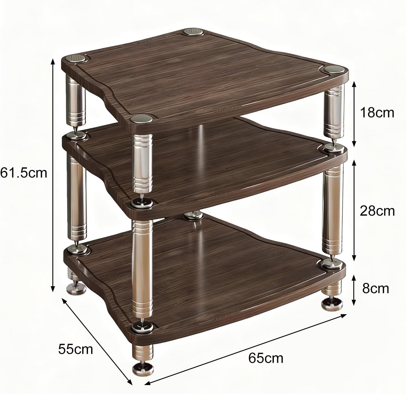 3/4-Tier HiFi Stand Record Player Stand Open Stereo Cabinet Audio Component Rack Shock-Absorbing Design Media Storage Cabinet(Black