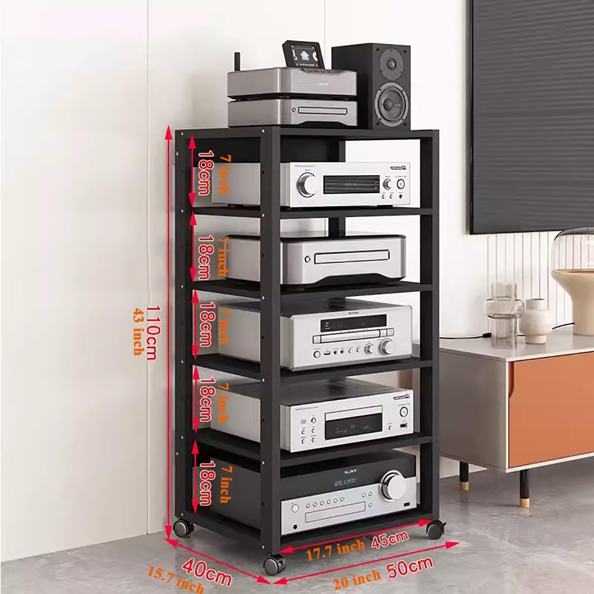 BYZOMU 5/6/7 Tier Audio/Video Rack Cabinet