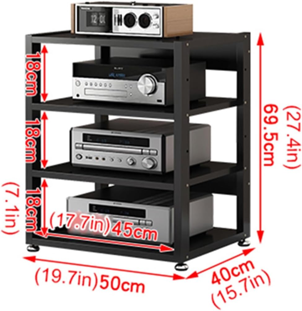 4-Tier Media Stand Audio/Video Component Cabinet with Wooden Shelf